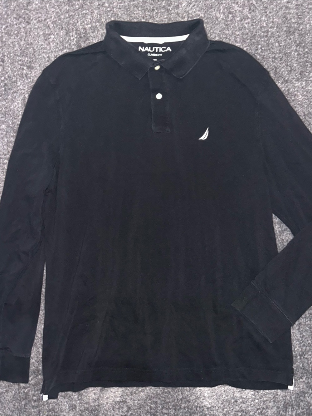 Nautica Black Long Sleeve Polo Shirt – Size XXL